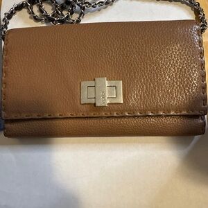 Fendi Brown Leather Chain Wallet Crossbody